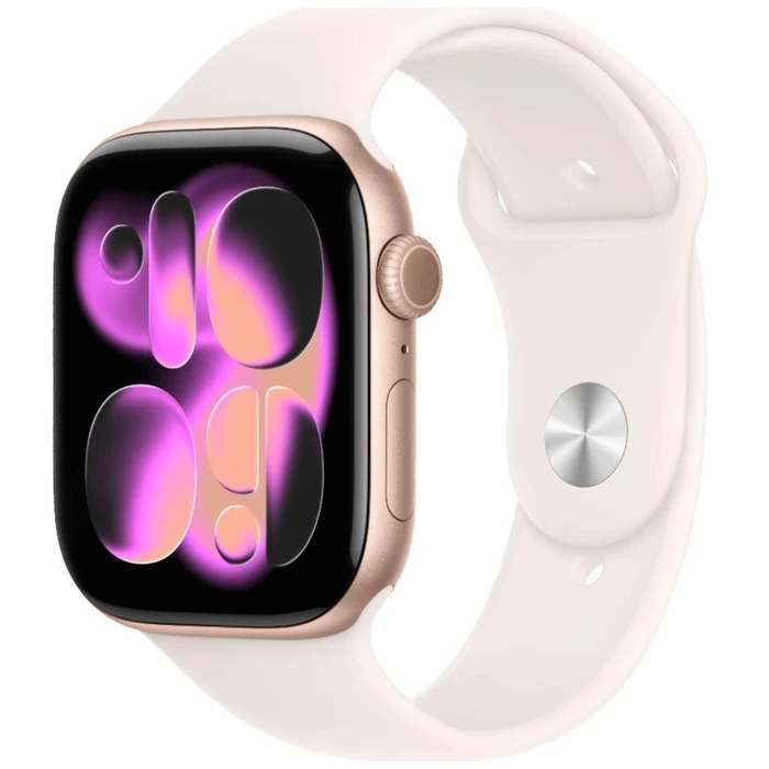 Apple Watch Series 11 (GPS) - 64GB - 42mm - Rose Gold Aluminum Case with Light Blush Silicone Sport Band - S/M Size by Apple - Image 2