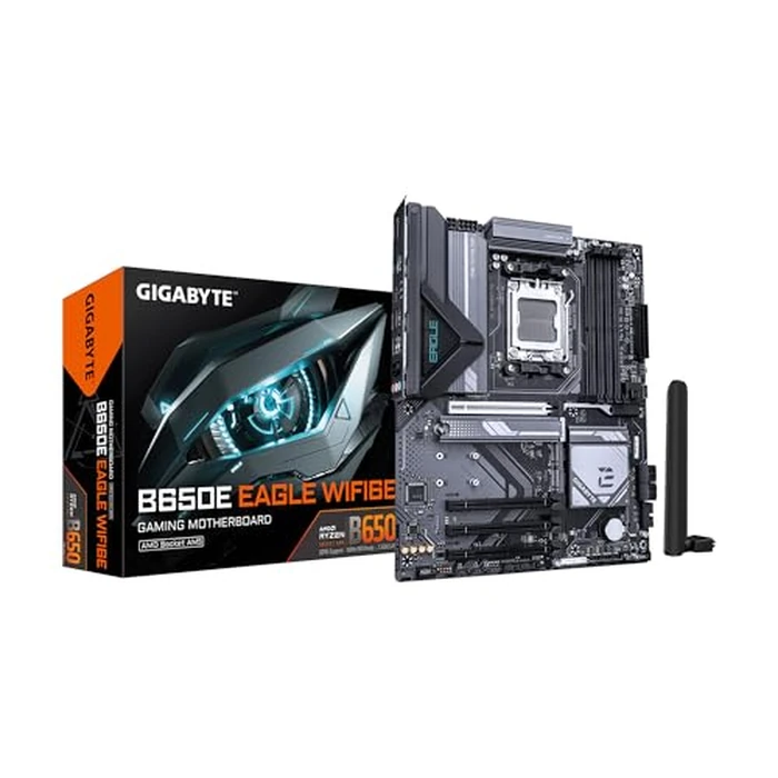 GIGABYTE B650E Eagle WIFI6E AMD AM5 ATX Motherboard, Supports Ryzen 9000/8000/7000 Series, DDR5, 8+2+2 Power Phase, 3X M.2, PCIe 5.0, USB-C 3.2 Gen 1, Wi-Fi 6E, 2.5GbE, Q-Flash, EZ-Latch, RGB Fusion by GIGABYTE - Used - Like New condition