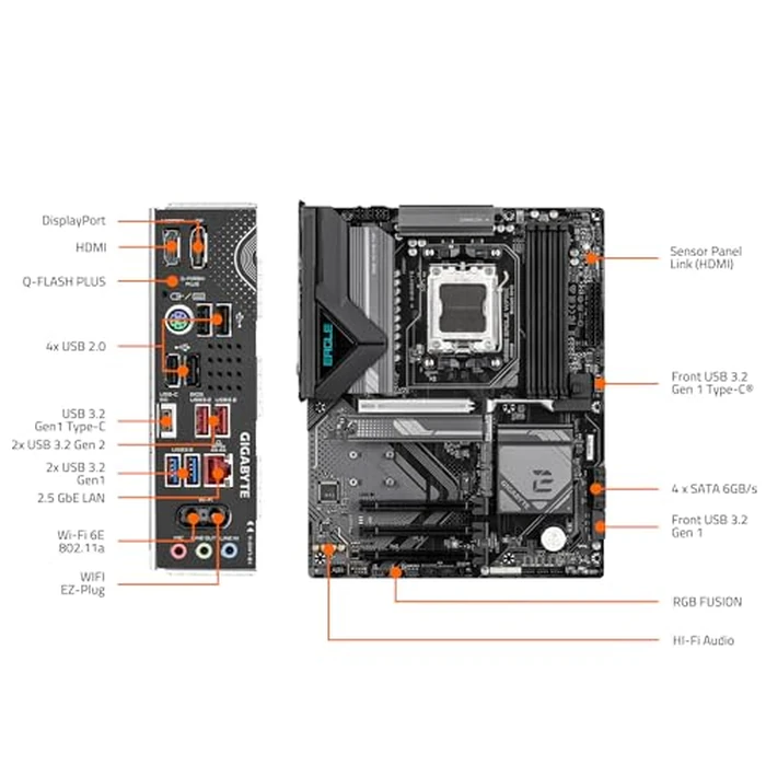 GIGABYTE B650E Eagle WIFI6E AMD AM5 ATX Motherboard, Supports Ryzen 9000/8000/7000 Series, DDR5, 8+2+2 Power Phase, 3X M.2, PCIe 5.0, USB-C 3.2 Gen 1, Wi-Fi 6E, 2.5GbE, Q-Flash, EZ-Latch, RGB Fusion by GIGABYTE - Image 5