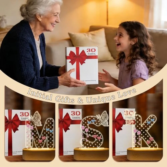 COSHAYSOO Initial Acrylic Earring Holder Organizer for Women Teen Girls with Butterfly Decoration LED Night Light Gifts Personalized Nursery Decor Teacher Nurse Appreciation Jewelry Stand Letter N by COSHAYSOO - Image 6