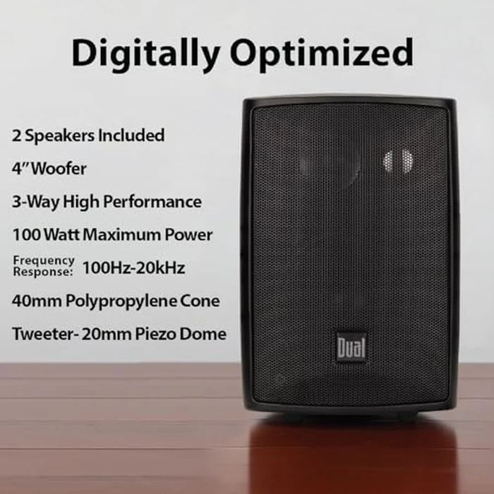 Dual Electronics LU43PB 4" 3-Way High Performance Outdoor Indoor Wired Speakers | Effortless Set Up | Home, Pool, Patio, Garage Use | Weather Resistant | Expansive Stereo Sound Coverage | Black by Dual Electronics - Image 3