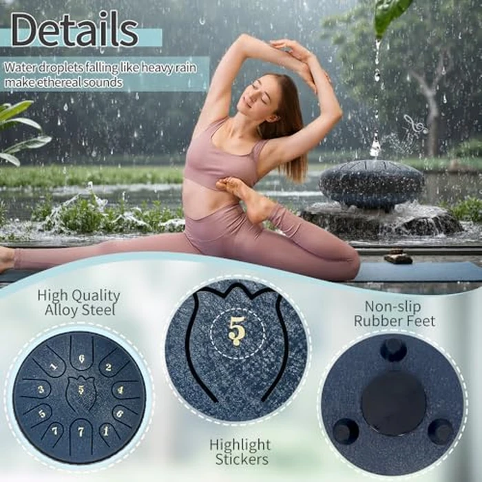 Steel Tongue Drum 6 Inche 11 Note Steel Drums Rain Chime,Raindrop Drum,Rain Drum for Outside Garden（Dark Blue） by RSASI - Image 2