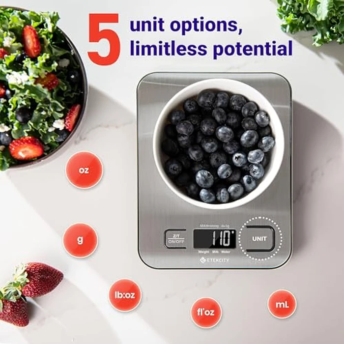 Etekcity Food Kitchen Scale, Digital Grams and Ounces for Weight Loss, Baking, Cooking, Keto and Meal Prep, Postal Parcel, Small, 304 Stainless Steel by Etekcity - Image 3