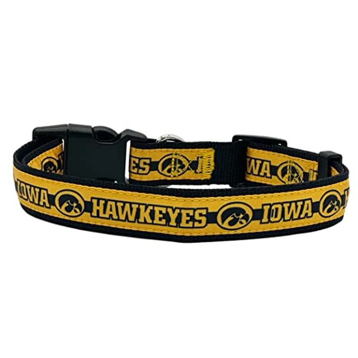 Pets First Collegiate PET Collar New Version Iowa Hawkeyes Dog Collar, Size Small. Best Sports Team Color for Dogs & Cats. A Shiny & Colorful Dog & Cat Collar Licensed by The NCAA by Pets First - Used - Like New condition - US$13.76