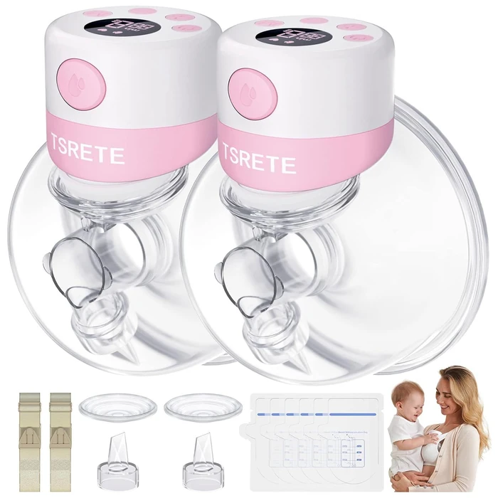 Tsrete S12 Double Wearable Electric Hands-Free Breast Pump 27mm - Pink by Tsrete - Refurbished - Excellent condition - US$43.94