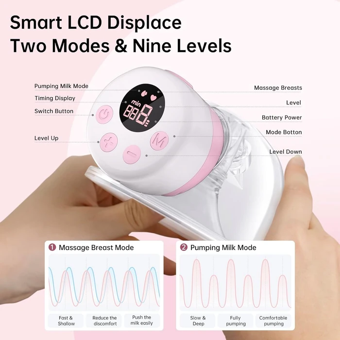 Tsrete S12 Double Wearable Electric Hands-Free Breast Pump 27mm - Pink by Tsrete - Image 3