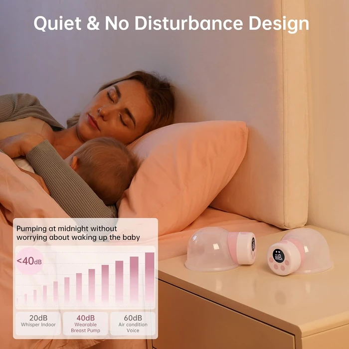 Tsrete S12 Double Wearable Electric Hands-Free Breast Pump 27mm - Pink by Tsrete - Image 4