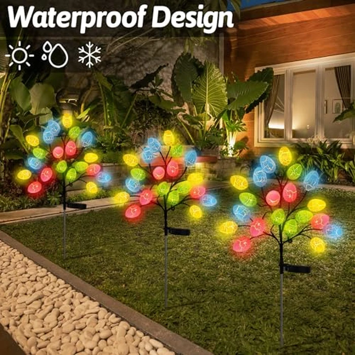 Glooglitter 4 Pack 80 LED Easter Eggs Lights Solar Powered Outdoor Decorations Waterproof Colorful Solar Stake Lights for Lawn Pathway Landscape Garden Yard Porch Patio Decor(Easter Eggs) by Glooglitter - Image 5