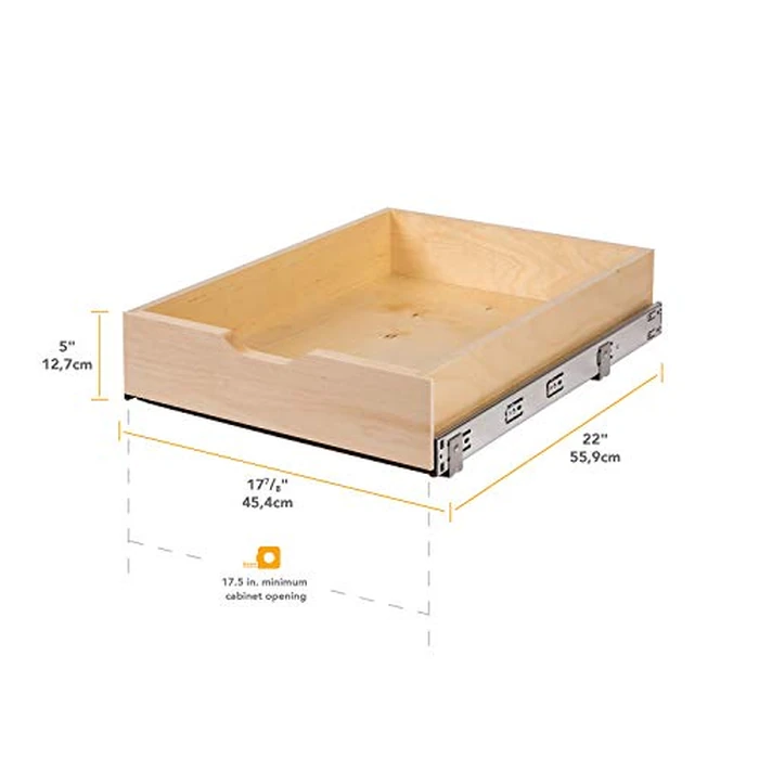 Knape & Vogt RS-WMUB-17-WD 5 in. H x 18 in. W x 22 in. D Soft-Close Wood Drawer Box Pull-Out Cabinet Organizer by Knape & Vogt - Image 4