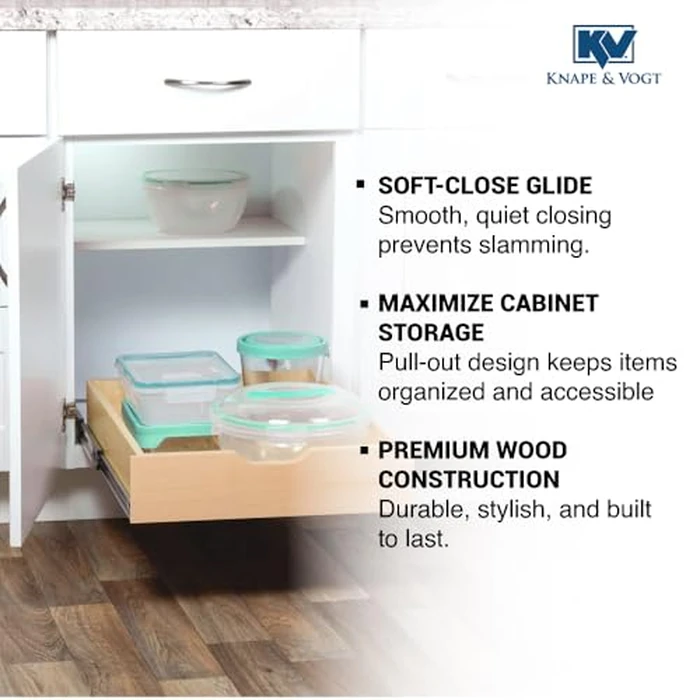 Knape & Vogt RS-WMUB-17-WD 5 in. H x 18 in. W x 22 in. D Soft-Close Wood Drawer Box Pull-Out Cabinet Organizer by Knape & Vogt - Image 5