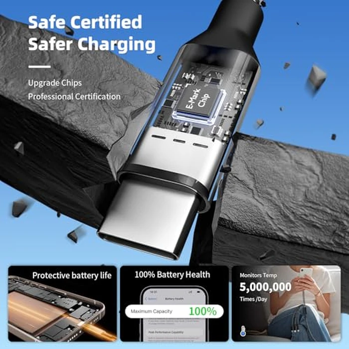 USB C Splitter Multi Charging Cable,USB A/C to USB C Charging Cord,Dual Type C Charger Cord,4 in 2 Multi Charger Cord with 4 Type-C Connectors Compatible with iPhone16/15/Cell Phones Tablets and More. by MPATIBY - Image 4