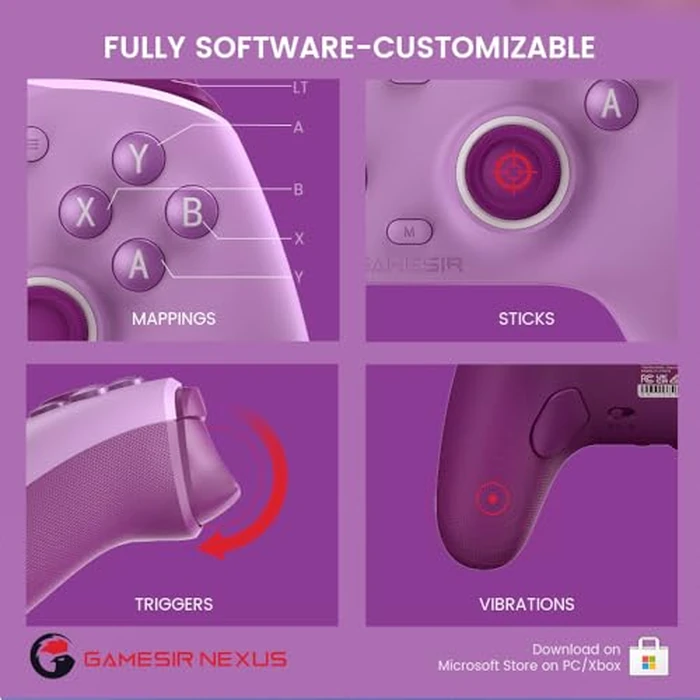 GameSir G7 SE Wired Controller for Xbox Series X|S, Xbox One & Windows 10/11, Plug and Play Gaming Gamepad with Hall Effect Joysticks/Hall Trigger, 3.5mm Audio Jack (Purple) by GameSir - Image 4