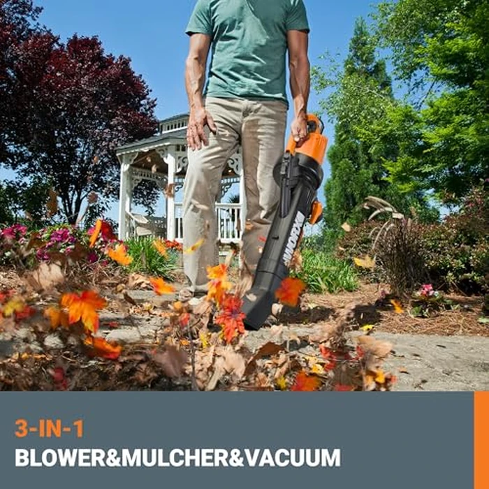 WORX Trivac 3 in 1 Electric Leaf Blower for Lawn Care, Leaf Vacuum with 350 CFM & 210 MPH, Leaf Mulcher with Metal Impeller, WG509 by WORX - Image 3