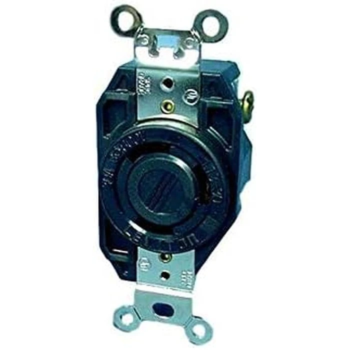 Leviton Flush Mounting Locking Receptacle, 30 Amp, 600 Volt, Industrial Grade, Non-Grounding, V-0-MAX, 2690, Black by Leviton - Used - Like New condition