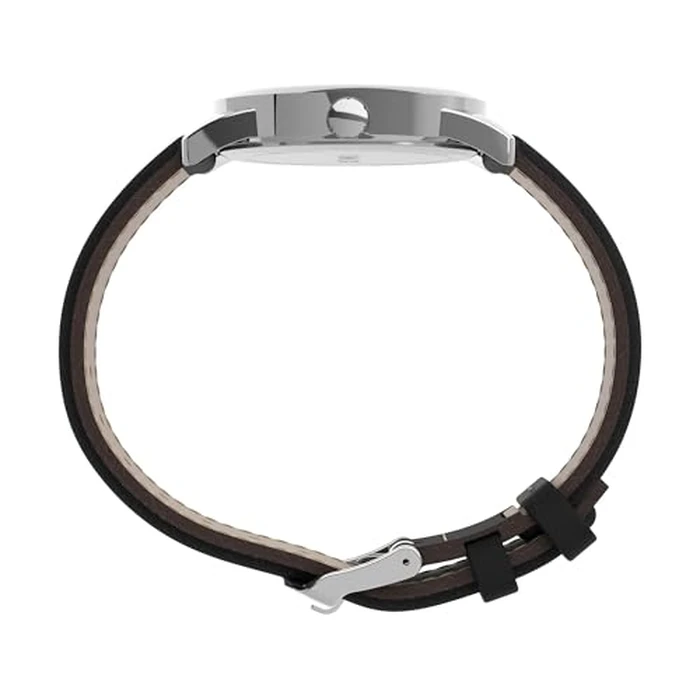 Timex Men's TW2P75600 Easy Reader Black/Silver-Tone/White Leather Strap Watch by Timex - Image 2