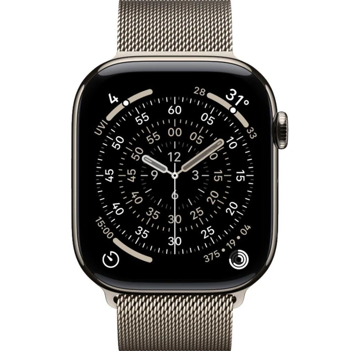Apple Watch Series 11 (Cellular + GPS) - 64GB - 42mm - Natural Titanium Case with Natural Stainless Steel Milanese Loop Band - M/L Size by Apple - Refurbished - Premium condition