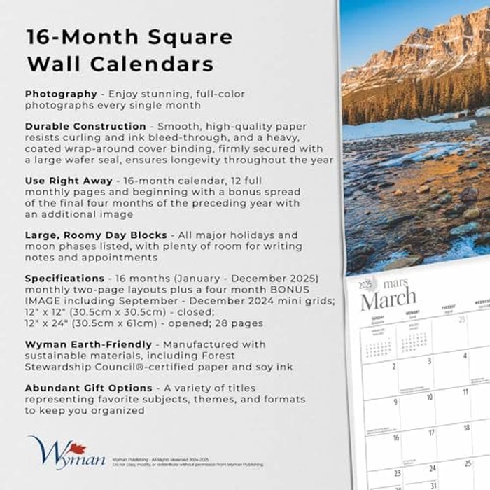 Magnificent Rockies | 2025 12 x 24 Inch Monthly Square Wall Calendar | Wyman Publishing | Canadian Regional Travel by BrownTrout Publishers Ltd. - Image 4
