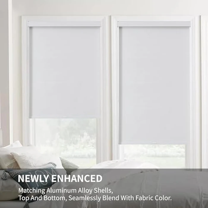 Joydeco 100% Blackout Roller Shades for Windows, Free-Stop Shades, UV Protection, Natural Woven Blinds for Home, Light-Proof Aluminum Cover, 49" Wx75" H (124 Wx191 H cm), White by Joydeco - Image 9
