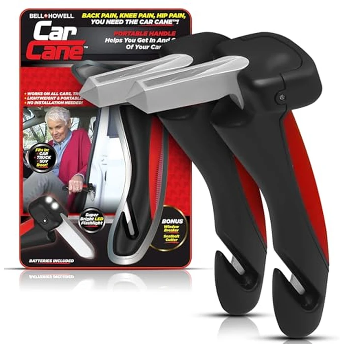 EMSON Original Car Cane 2Pk - All in 1 Car Handle Assist for Elderly Car Door Handle, Seat Belt Cutter, Window Breaker, Flashlight, Car Door Handle for Elderly Easy Exit by EMSON - Used - Like New condition