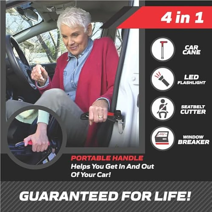 EMSON Original Car Cane 2Pk - All in 1 Car Handle Assist for Elderly Car Door Handle, Seat Belt Cutter, Window Breaker, Flashlight, Car Door Handle for Elderly Easy Exit by EMSON - Image 2