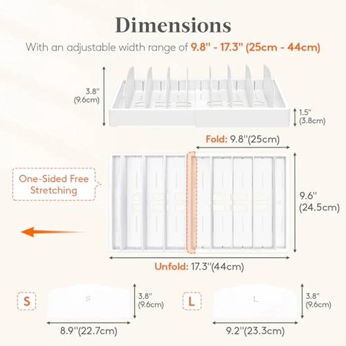 Lifewit Kitchen Cabinet Organizer for Food Contanier Lid, Expandable Lids Holder with 8 Adjustable Dividers & 9 Sections for Pantry Organizers and Storage, Home Drawer Organization, Large, 9.8"-17" by Lifewit - Image 2