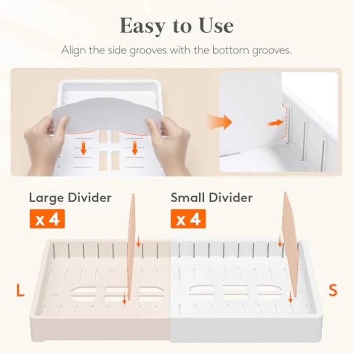 Lifewit Kitchen Cabinet Organizer for Food Contanier Lid, Expandable Lids Holder with 8 Adjustable Dividers & 9 Sections for Pantry Organizers and Storage, Home Drawer Organization, Large, 9.8"-17" by Lifewit - Image 8