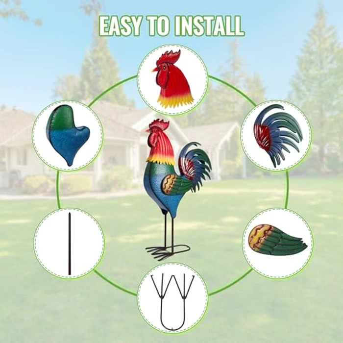 Backyard Expressions Rooster Décor Garden Statue - Chicken Yard Art Sculpture Outdoor - 63 Inch by BACKYARD EXPRESSIONS PATIO · HOME · GARDEN - Image 2