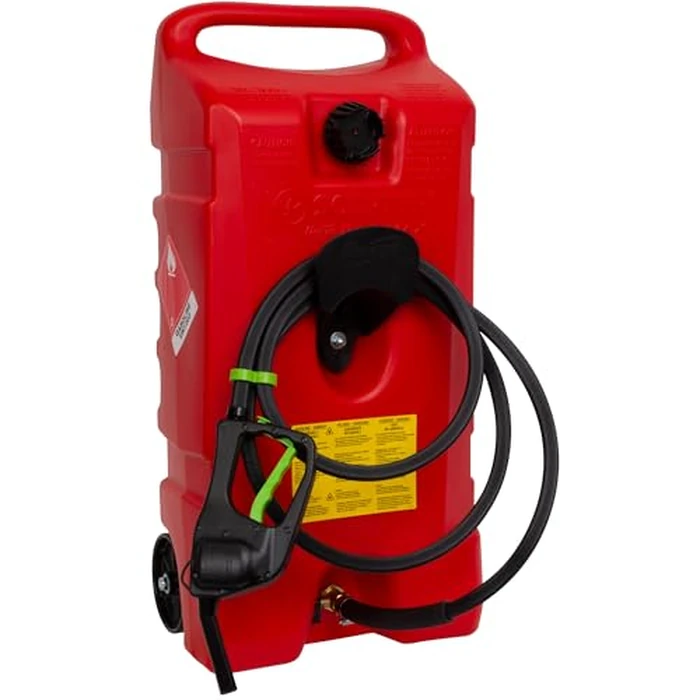 Scepter Duramax Flo ’N Go 14 Gallon Gas Caddy, 53 Liter Portable Fuel Tank and Fuel Transfer Pump with 10-Foot Hose for Lawn Mower, Farm, Marine, and Home Use, Gasoline Only, Red (2024 Version) by Scepter - Used - Like New condition - US$141.07