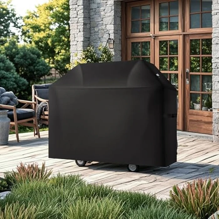 VEVOR Grill Cover, 58 inch BBQ Covers for Outdoor Grills, Waterproof, Fade Resistant, Weather Resistant Heavy Duty 600D Polyester, Easy On/Off, with Hook-and-Loop Straps, Black by VEVOR - Used - Like New condition - CA$35.36