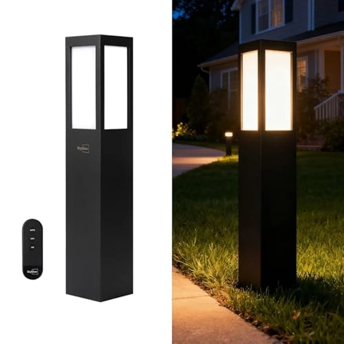 SkyGlow 32" Solar Bollard Light, Stainless Steel LED IP55 Outdoor Waterproof Curb Appeal Modern Landscape Path Lights for Garden, Pathway, Lawn, Patio, Courtyard and Driveway Decoration by SkyGlow - Image 1