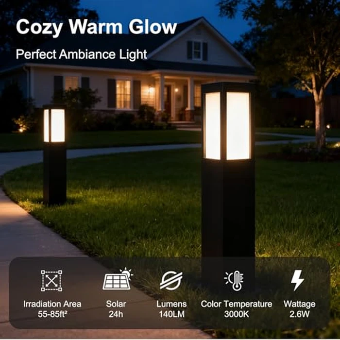 SkyGlow 32" Solar Bollard Light, Stainless Steel LED IP55 Outdoor Waterproof Curb Appeal Modern Landscape Path Lights for Garden, Pathway, Lawn, Patio, Courtyard and Driveway Decoration by SkyGlow - Image 4