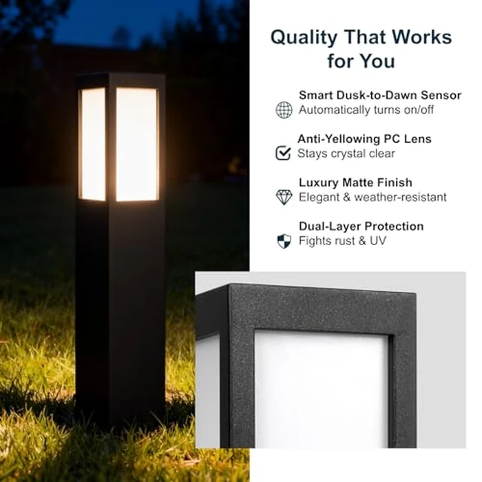 SkyGlow 32" Solar Bollard Light, Stainless Steel LED IP55 Outdoor Waterproof Curb Appeal Modern Landscape Path Lights for Garden, Pathway, Lawn, Patio, Courtyard and Driveway Decoration by SkyGlow - Image 5