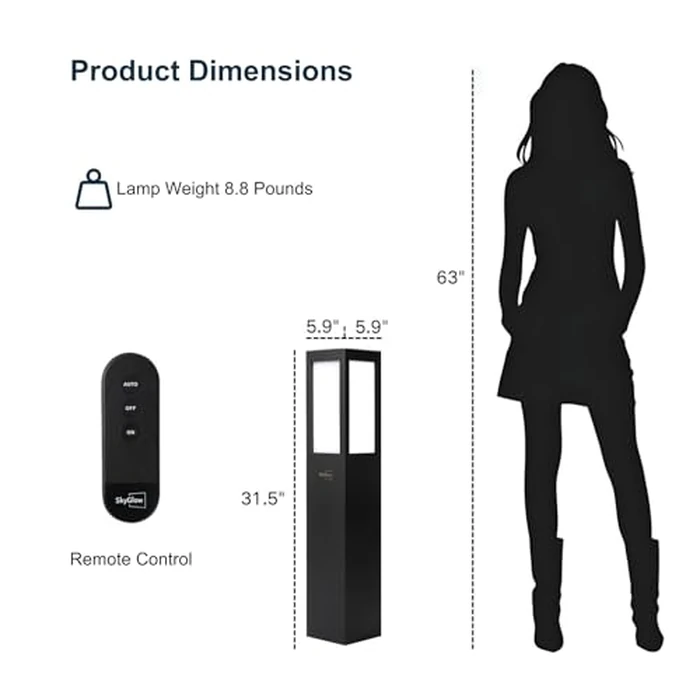 SkyGlow 32" Solar Bollard Light, Stainless Steel LED IP55 Outdoor Waterproof Curb Appeal Modern Landscape Path Lights for Garden, Pathway, Lawn, Patio, Courtyard and Driveway Decoration by SkyGlow - Image 6