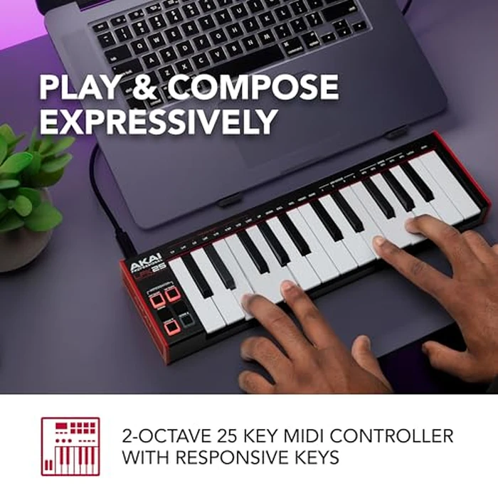 Akai Professional LPK25 - USB MIDI Keyboard Controller with 25 Responsive Synth Keys for Mac and PC, Arpeggiator and Music Production Software,black by Akai Professional - Image 2