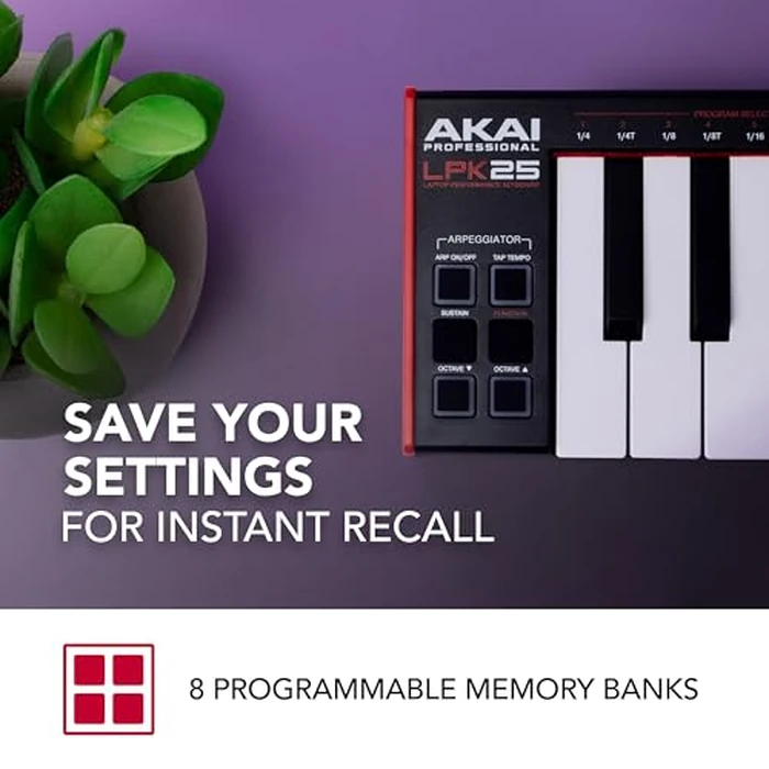 Akai Professional LPK25 - USB MIDI Keyboard Controller with 25 Responsive Synth Keys for Mac and PC, Arpeggiator and Music Production Software,black by Akai Professional - Image 4