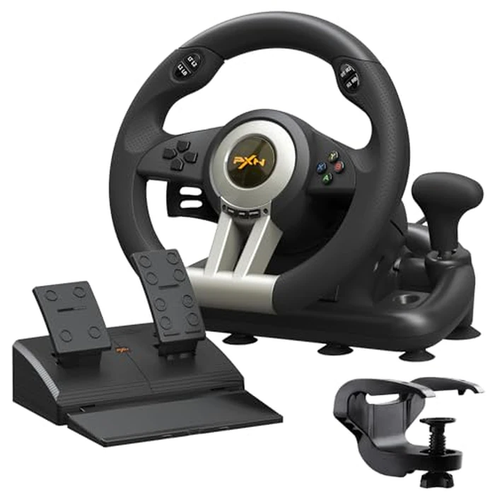 PXN PC Racing Wheel, V3 PRO 180 Degree Universal USB Car Sim Game Steering Wheel with Pedals for Xbox One, Xbox Series S/X, PS3, PS4, Switch by PXN - Used - Like New condition - US$73.96