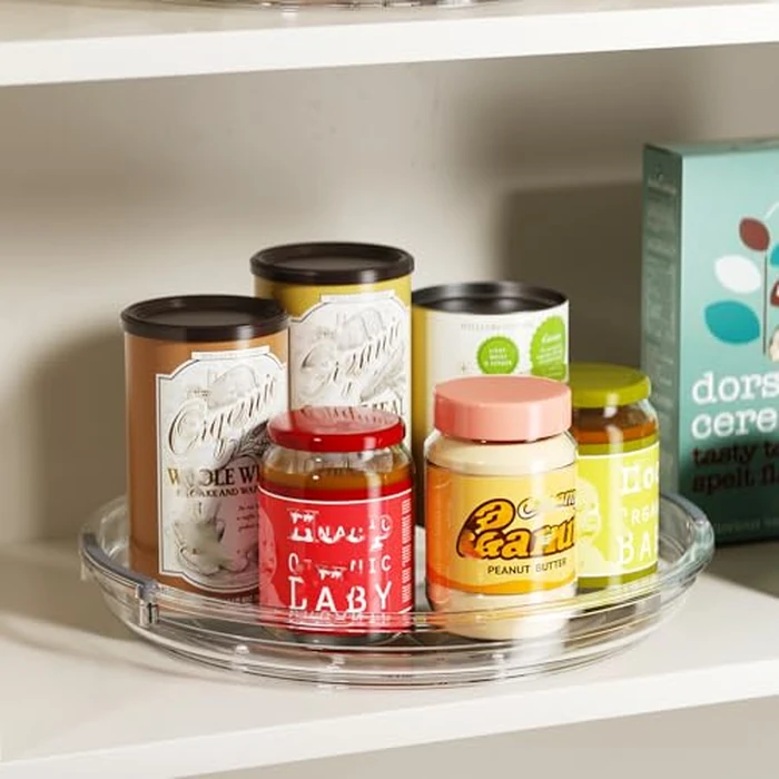 LAMU 2 Pack Lazy Susan Organizer, Lazy Susan Turntable for Cabinet, Rotating Spice Organization for Cabinet, Table Top, Countertop, Pantry Fridge Organizers and Storage, 10.6in+9.25in, Clear by LAMU - Image 3