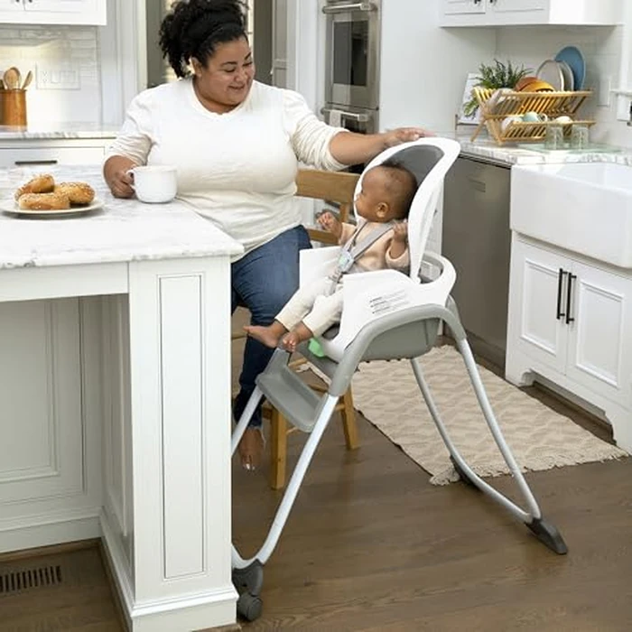 Ingenuity Full Course SmartClean 6-in-1 High Chair - SmartClean EVA Foam, 5 Point Safety Harness, 2 Dishwasher Safe Trays - Slate by Ingenuity - Image 4