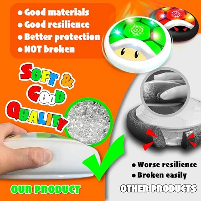 Glückpa 2 Pack Hover Soccer Ball, LED Light Up Air Floating Soccer, Soft Foam Bumpers, Indoor Soccer Toys Games for Boys Age 3-12, Kids Christmas Birthday Gifts by Glückpa - Image 5