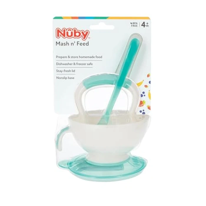 Nuby Garden Fresh Mash N' Feed Bowl with Spoon and Food Masher, Colors May Vary by Nuby - Image 5