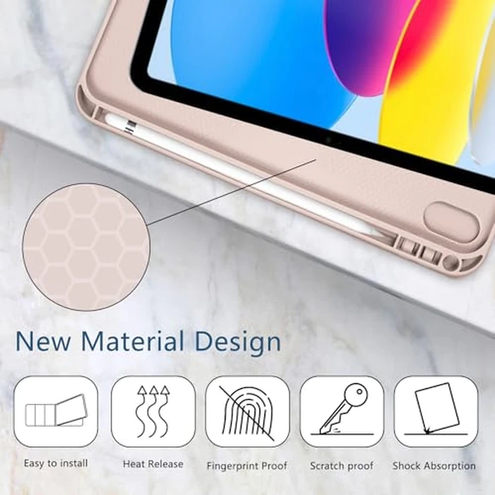 TopPerfekt Case for iPad 11th (A16) 11-inch 2025 / iPad 10th Generation 10.9-inch 2022, Initial Chenille Letter Suture, Cute Case with Auto Sleep/Wake, Support Touch ID, Pencil Holder (Pink, P) by TopPerfekt - Image 5