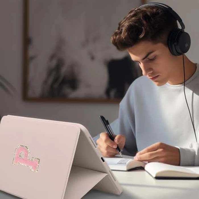 TopPerfekt Case for iPad 11th (A16) 11-inch 2025 / iPad 10th Generation 10.9-inch 2022, Initial Chenille Letter Suture, Cute Case with Auto Sleep/Wake, Support Touch ID, Pencil Holder (Pink, P) by TopPerfekt - Image 8