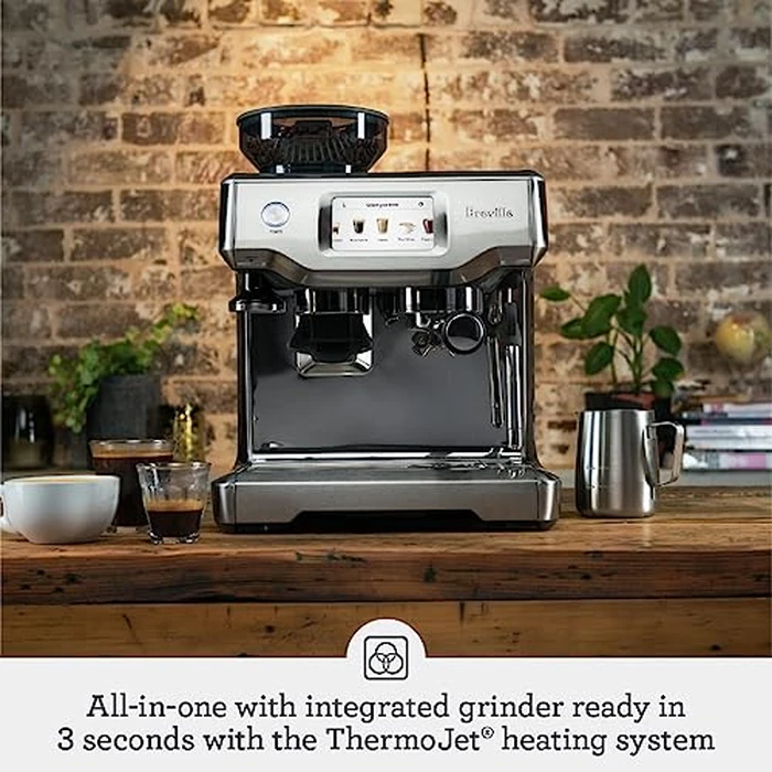 Breville the Barista Touch Espresso Machine with Grinder & Auto Milk Frother, Espresso Maker with Touchscreen & Seconds Heat Up, Cappuccino & Latte Machine for Home, BES880BSS, Brushed Stainless Steel by Breville - Image 2