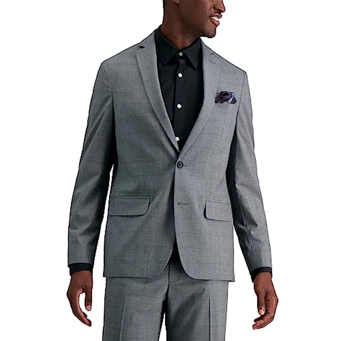 Haggar Men's JMH Premium Stretch Slim Fit Suit Separates - Pants & Jackets Medium Grey Plaid 42 Short by Haggar - Used - Like New condition - US$49.06