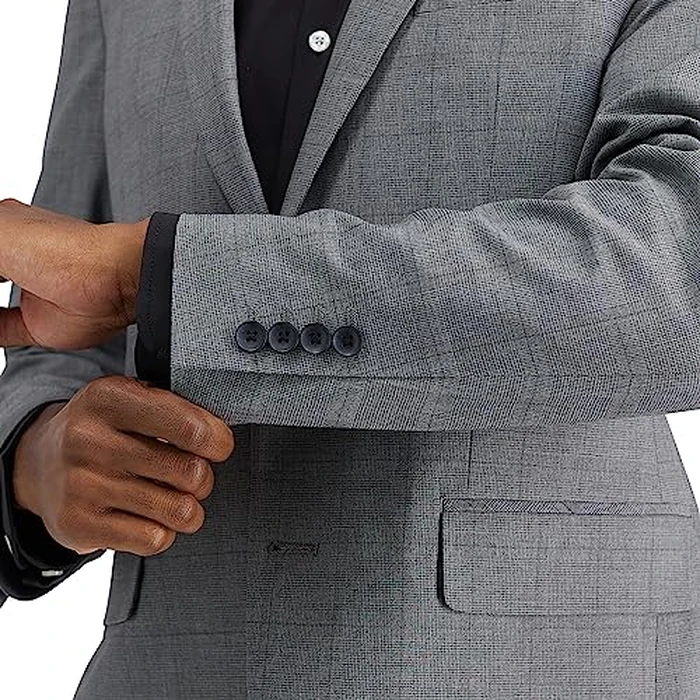 Haggar Men's JMH Premium Stretch Slim Fit Suit Separates - Pants & Jackets Medium Grey Plaid 42 Short by Haggar - Image 3