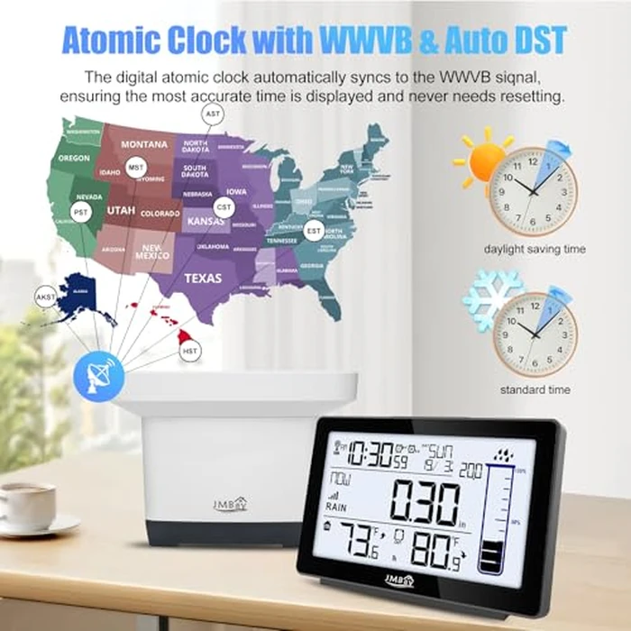 Wireless Rain Gauge Outdoor with Thermometer, High Accurate Digital Rain Gauges Outdoors Best Rated, Electronic Self-Emptying Remote Rain Collector, Freeze Proof Automatic Rain Measure Gauge for Yard by JMBay - Image 5