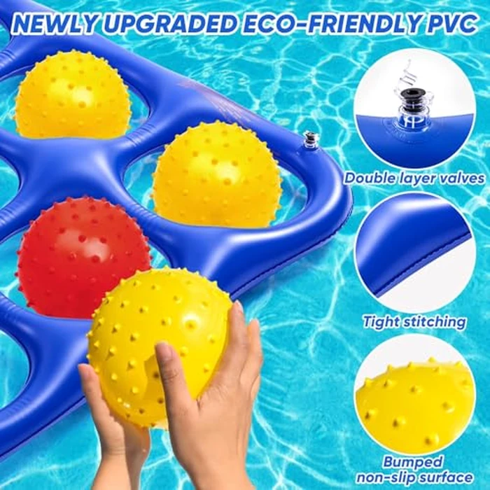Luottis Inflatable 4-in-line Pool Toy Set, Giant Floating 4-in-a-Row Toss Pool Game with 20 Balls for Kids Ages 8-12, Teens & Adults, Summer Pool Party, Pool Tic Tac Toe Game by Luottis - Image 4