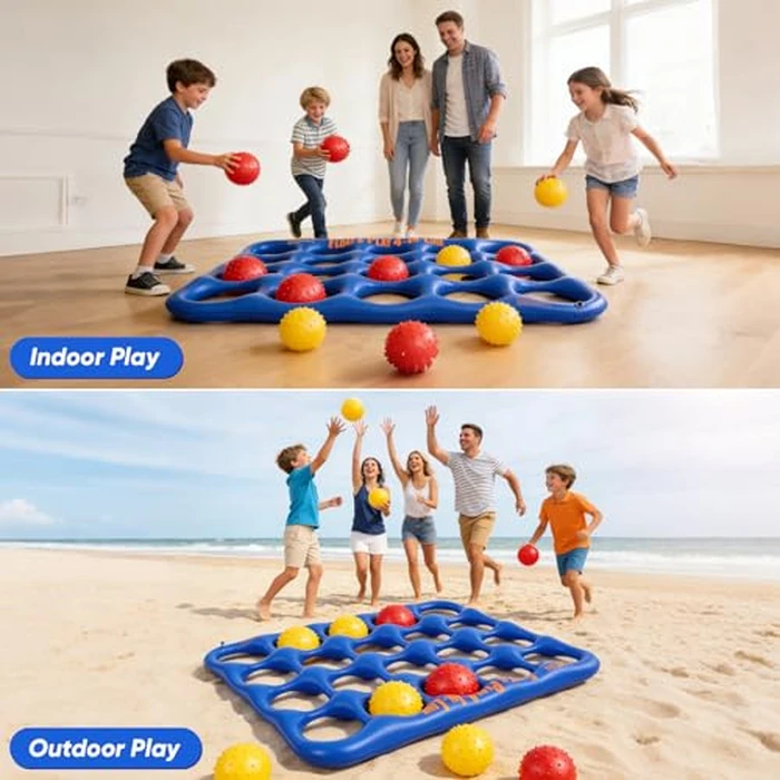 Luottis Inflatable 4-in-line Pool Toy Set, Giant Floating 4-in-a-Row Toss Pool Game with 20 Balls for Kids Ages 8-12, Teens & Adults, Summer Pool Party, Pool Tic Tac Toe Game by Luottis - Image 7