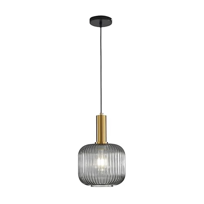 I-xun Pendant Light Fixtures Modern Pendant Lighting for Kitchen Island Farmhouse Striped Glass Pendant Light Shade (7.87'', Grey) by I-xun - Used - Acceptable condition