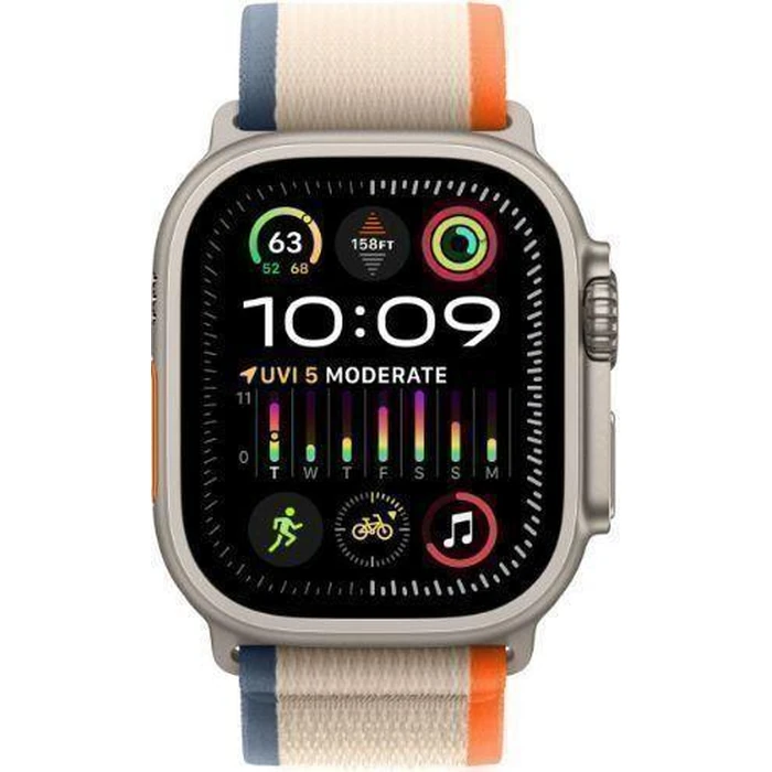 Apple Watch Ultra 2 (Cellular + GPS) - 64GB - 49mm - Titanium Titanium Case with Orange/Beige Textile Trail Loop Band - S/M Size by Apple - Image 2